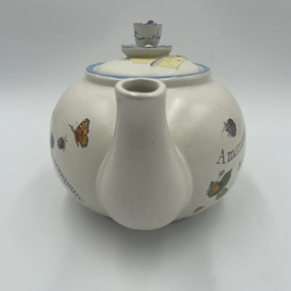 90s Cottagecore Teapot with Birds Vtg Marjolein Bastin Nature Friendship Poem